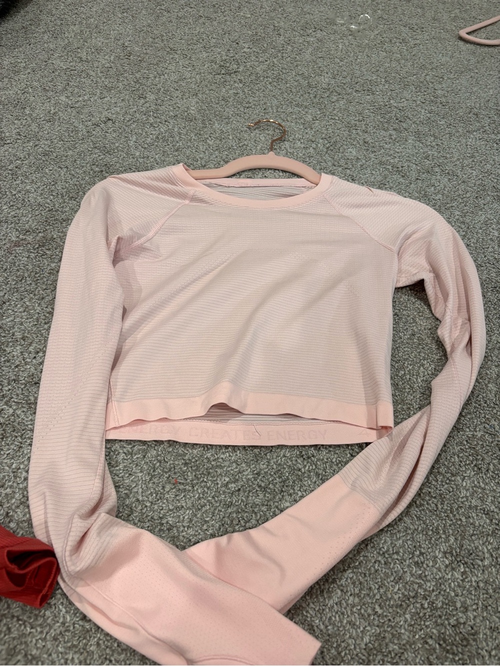 lululemon athletica Light Pink Long-Sleeve Cropped Performance Top no rip tag